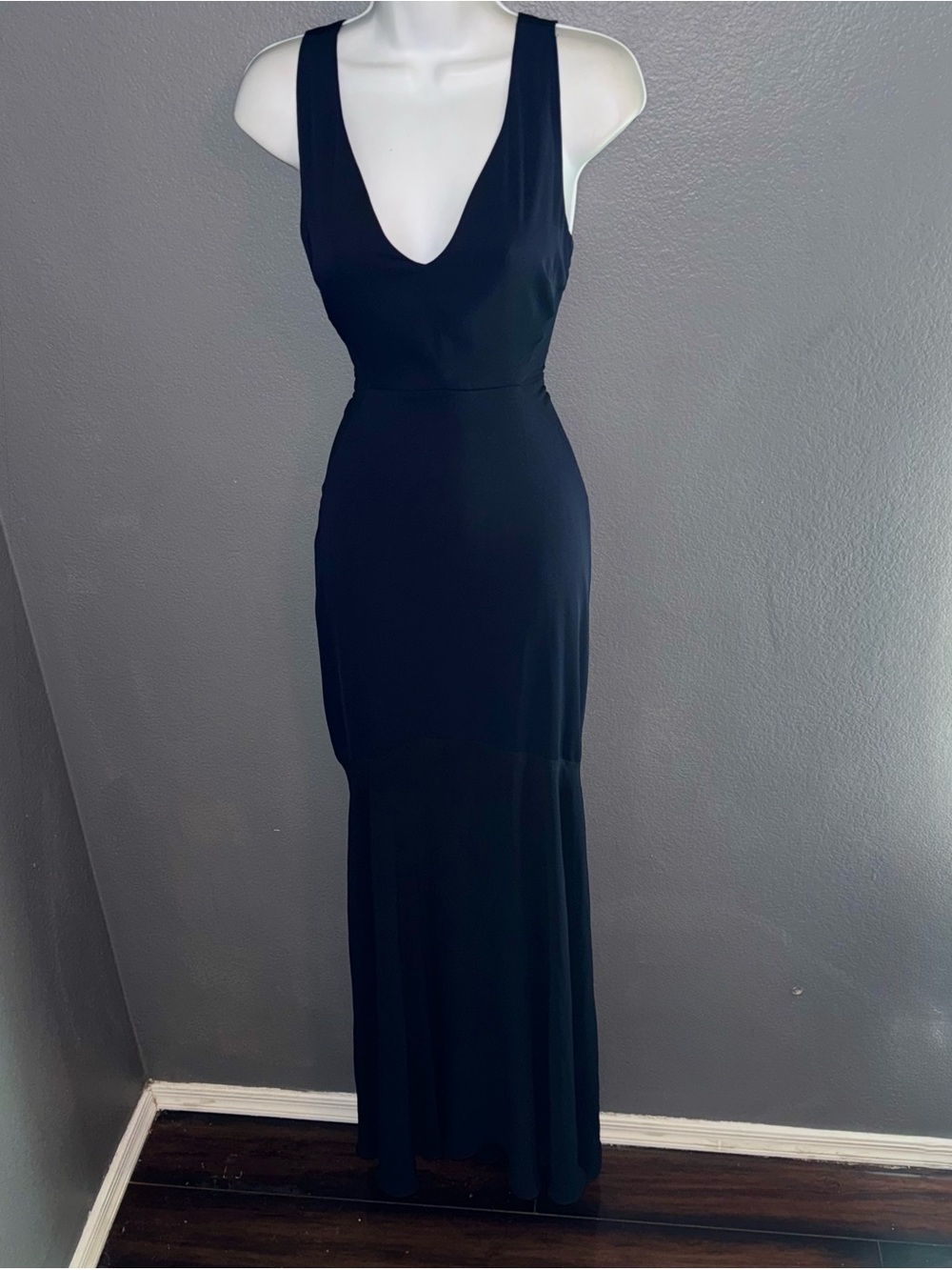 Erin Fetherston Designer Navy Blue Formal V-Neck Maxi Gown Dress Small 4